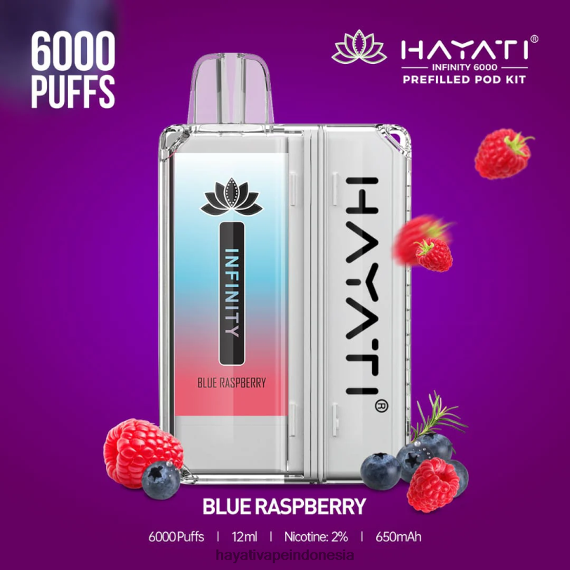 Hayati Infinity 6000 pod kit Raspberry biru A84L8144 - Hayati Vape Near Me