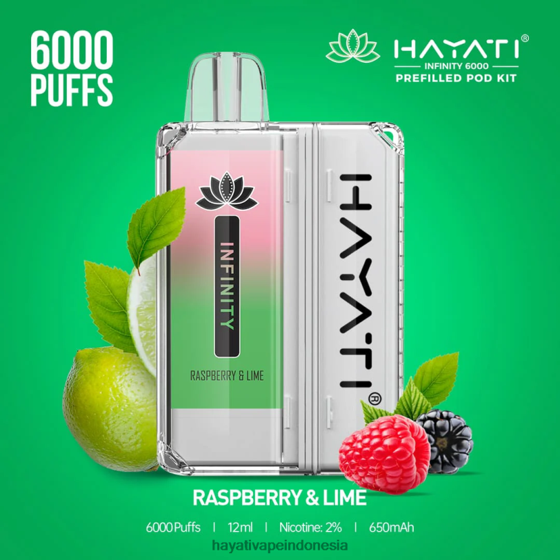 Hayati Infinity 6000 pod kit raspberi & jeruk nipis A84L8157 - Hayati Flavour List