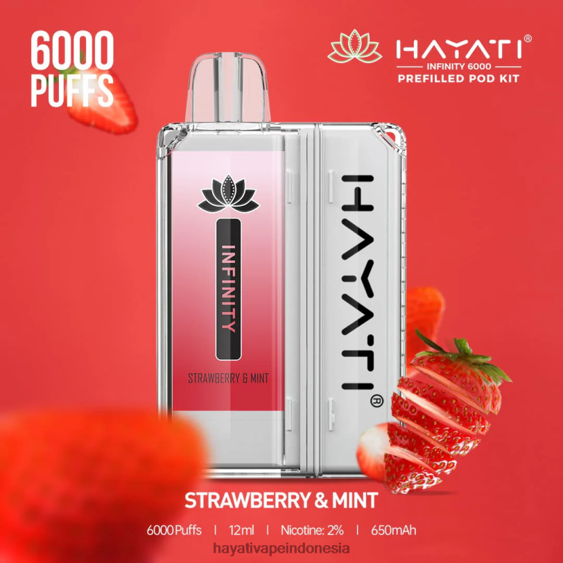 Hayati Infinity 6000 pod kit stroberi & mint A84L8160 - Hayati Store Indonesia
