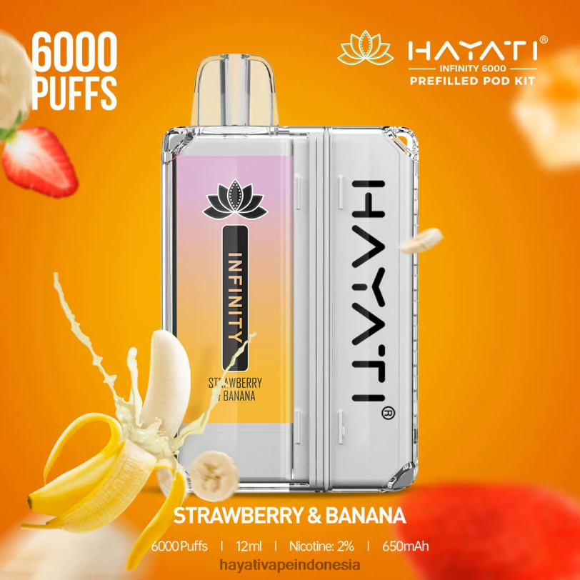 Hayati Infinity 6000 pod kit stroberi & pisang A84L8159 - Hayati Vapes Wholesale