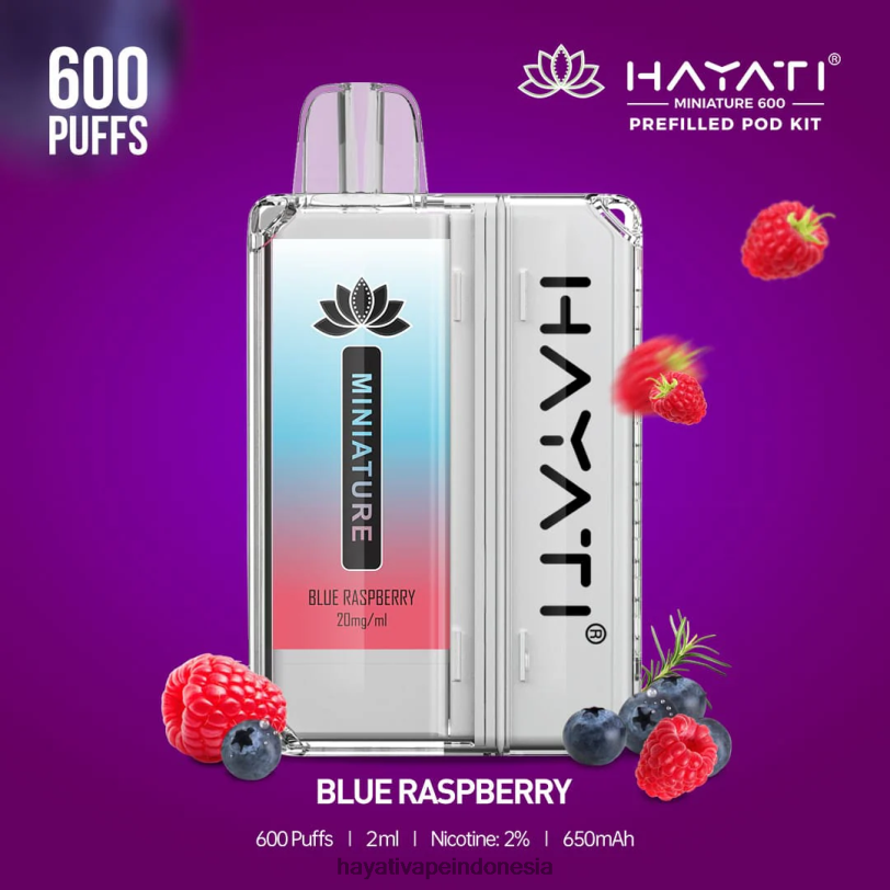 Hayati Miniature 600 pod kit Raspberry biru A84L830 - Hayati Store Indonesia