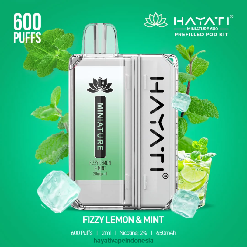 Hayati Miniature 600 pod kit lemon bersoda & mint A84L833 - Hayati Vape Indonesia