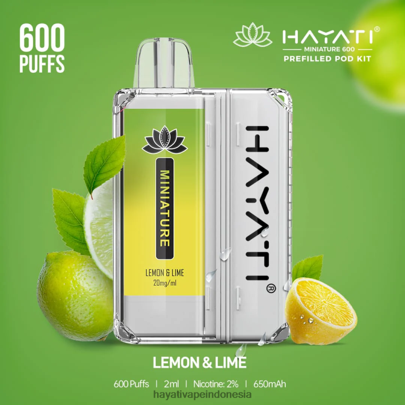 Hayati Miniature 600 pod kit lemon & jeruk nipis A84L839 - Hayati Vapes Wholesale