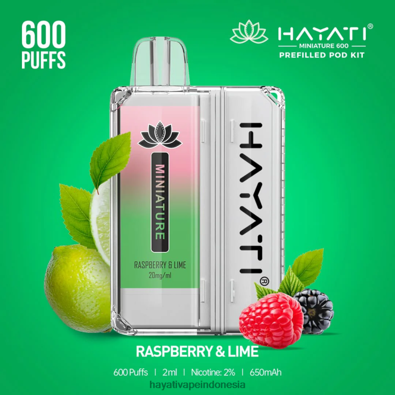 Hayati Miniature 600 pod kit raspberi & jeruk nipis A84L843 - Hayati Vape Indonesia