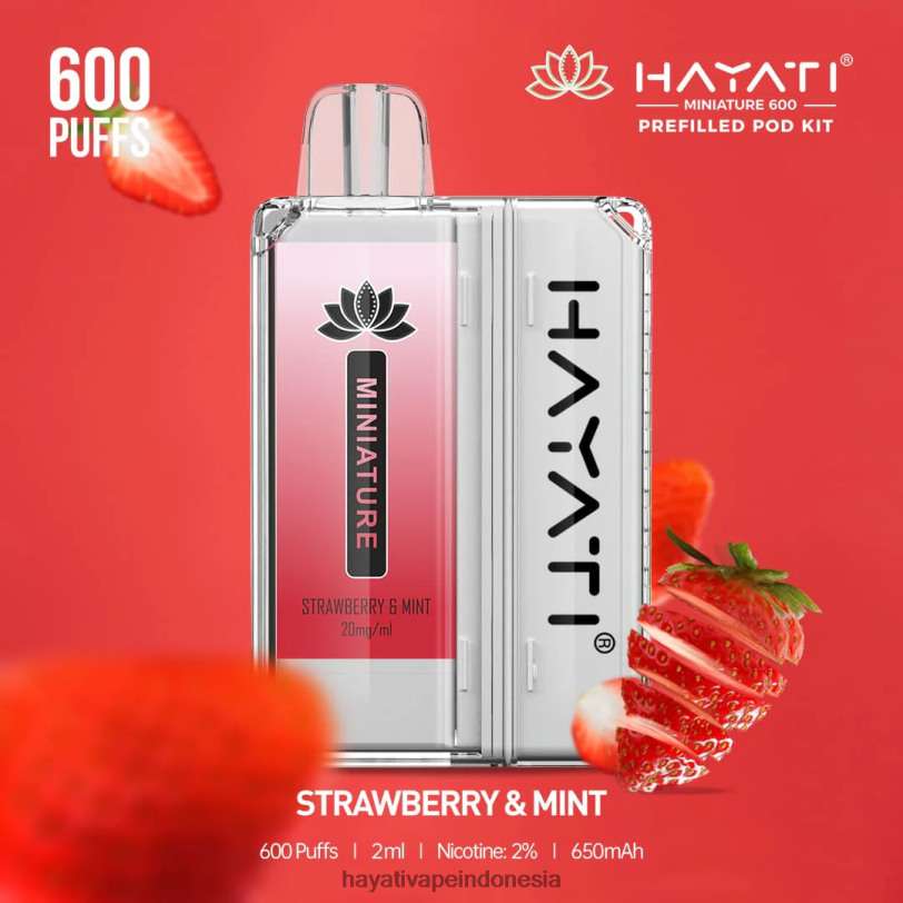 Hayati Miniature 600 pod kit stroberi & mint A84L846 - Hayati Flavours Indonesia