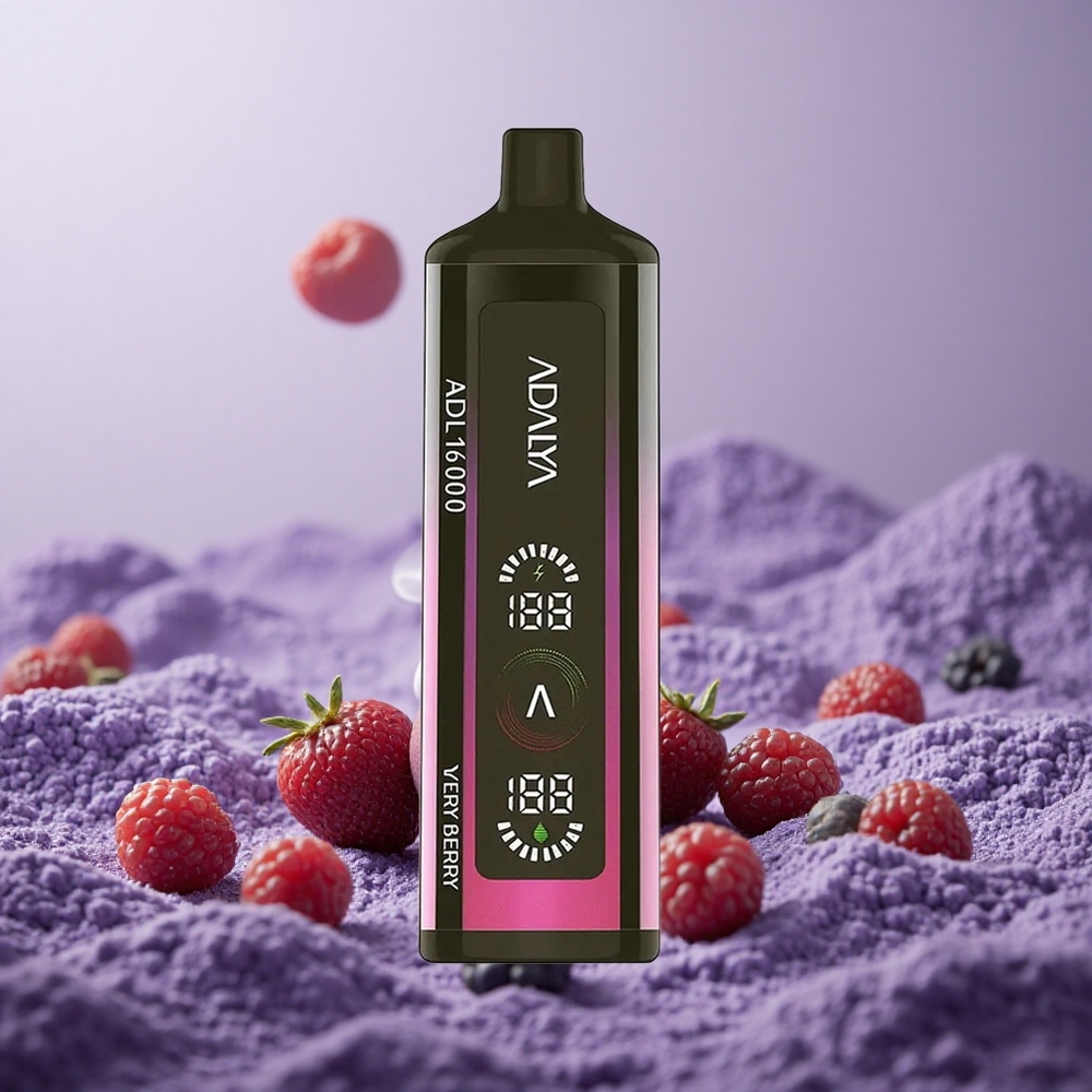 Adalya ADL 16000 PRO Puffs Vape Very Berry Baterai 1000 mAh Layar Digital