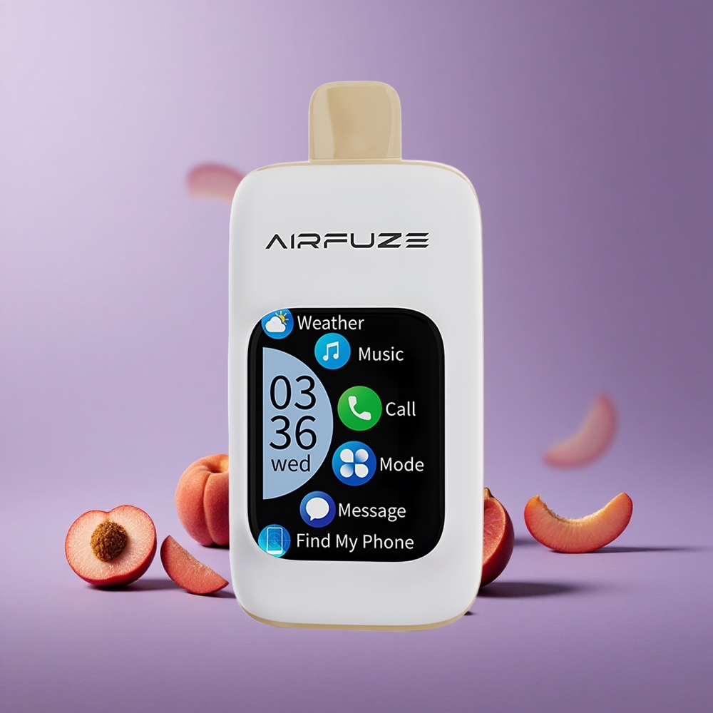 AirFuze Smart 30000 Puffs Pod Disposable Juicy Peach Layar Sentuh 5% Nikotin