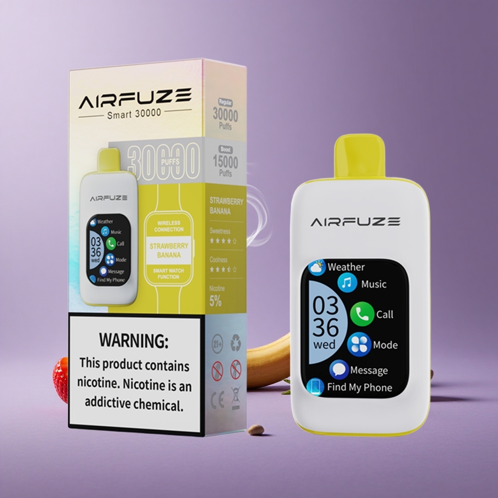 AirFuze Smart 30000 Puffs TFT Sentuh Stroberi Pisang 5% 900mAh