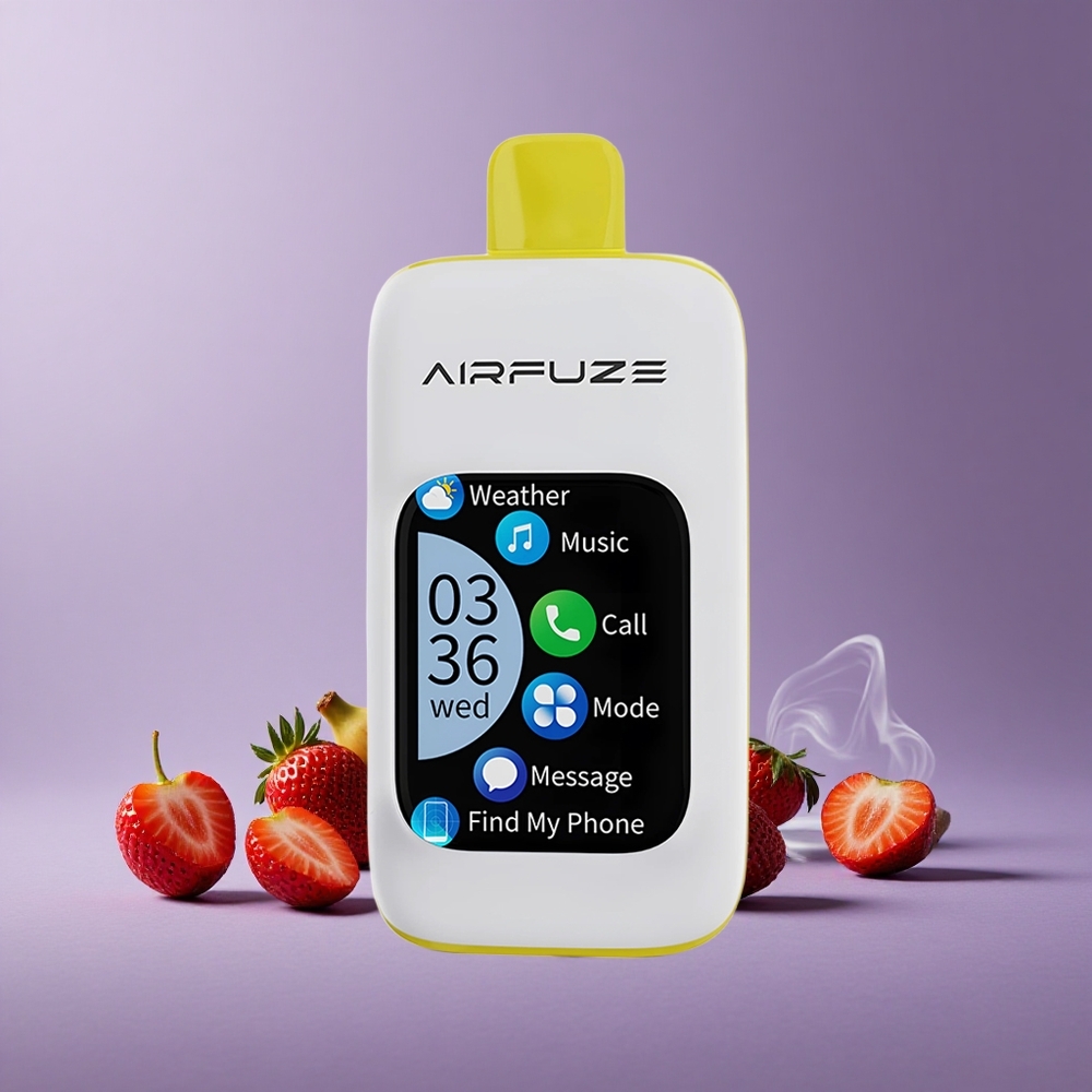 AirFuze Smart Pro 40000 Puffs Strawberry Banana Layar Sentuh & Musik