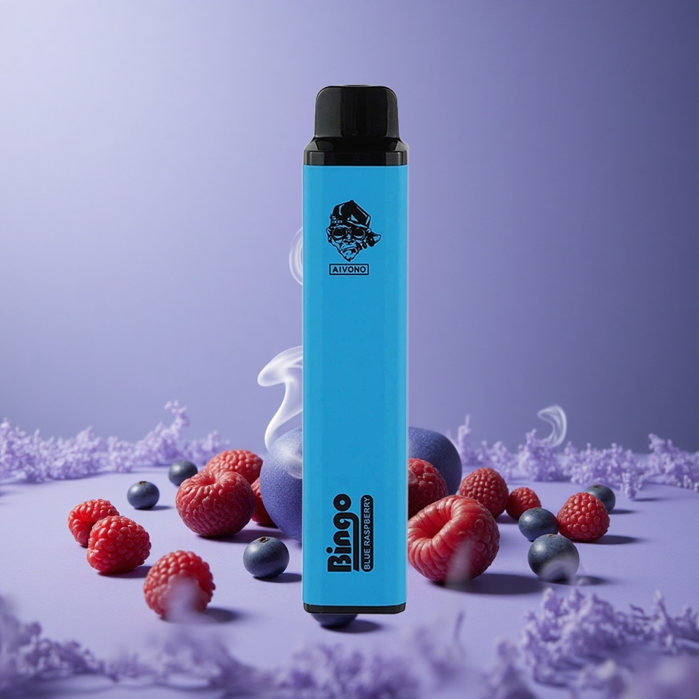 Aivono Aim Bingo 4000 Puffs Vape Raspberry Biru Kapasitas 10mL Baterai 1000mAh