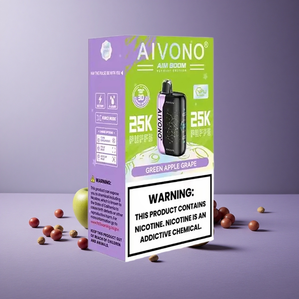 Aivono Aim Boom 25000 Puffs Apel Hijau Anggur Kapasitas 28ml Tipe-C