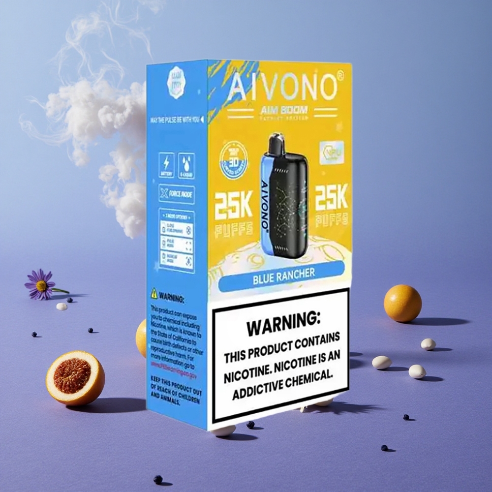 Aivono Aim Boom 25000 Puffs Kapasitas 28ml Blue Rancher