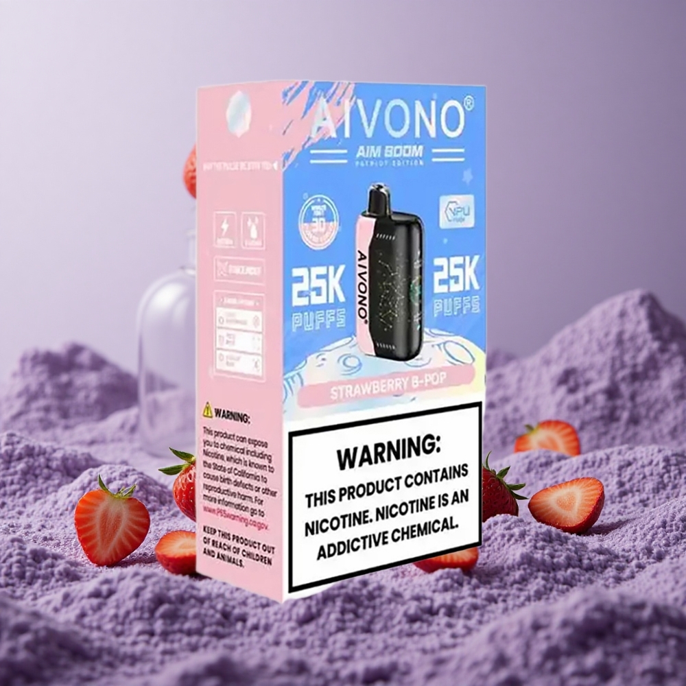 Aivono Aim Boom 25000 Puffs Kapasitas 28ml Strawberry B Pop