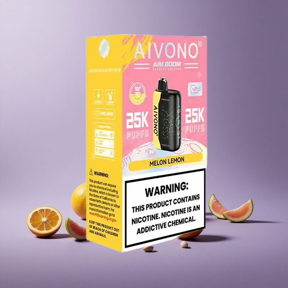 Aivono Aim Boom 25000 Puffs Vape Melon Lemon 28ml Kapasitas E-Liquid