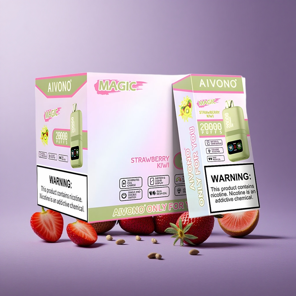 Aivono Aim Magic 20000 Puffs Strawberry Kiwi Tipe-C Isi Ulang LCD