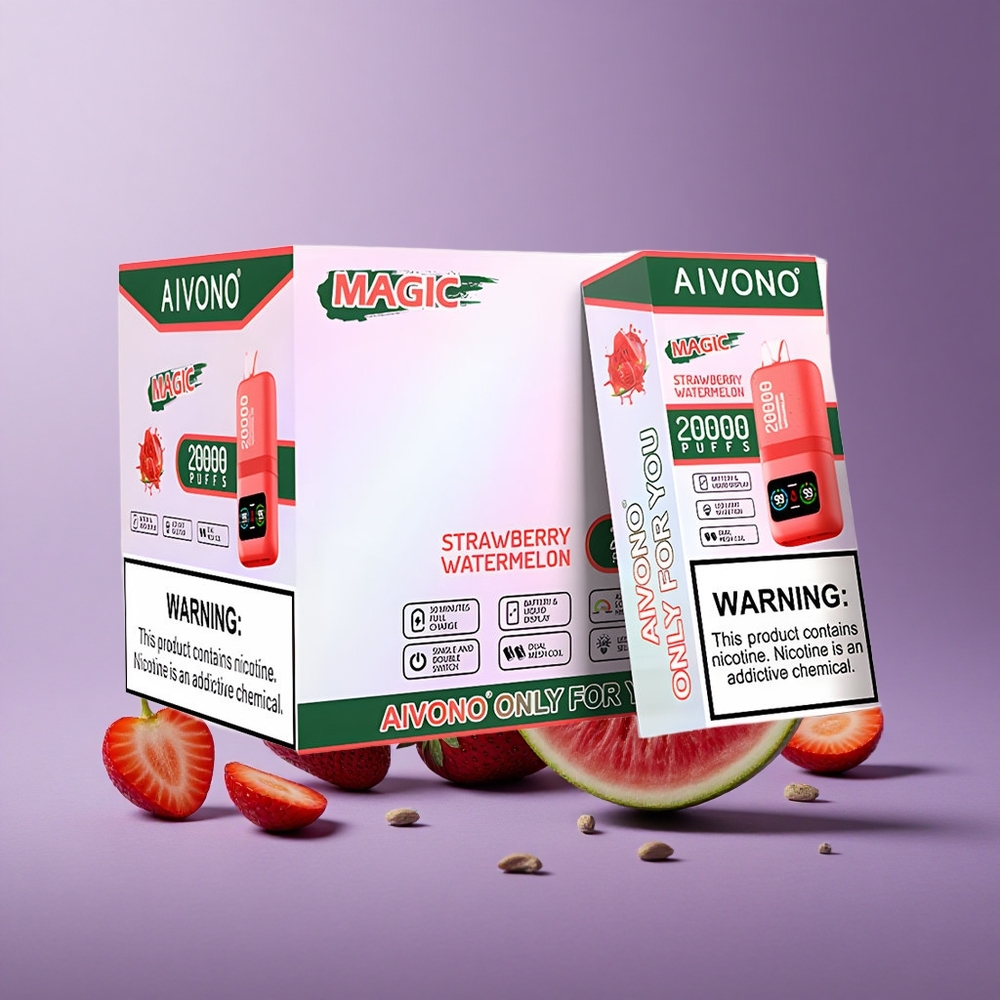 Aivono Aim Magic 20000 Puffs Vape Strawberry Semangka Dual Mesh Rechargeable
