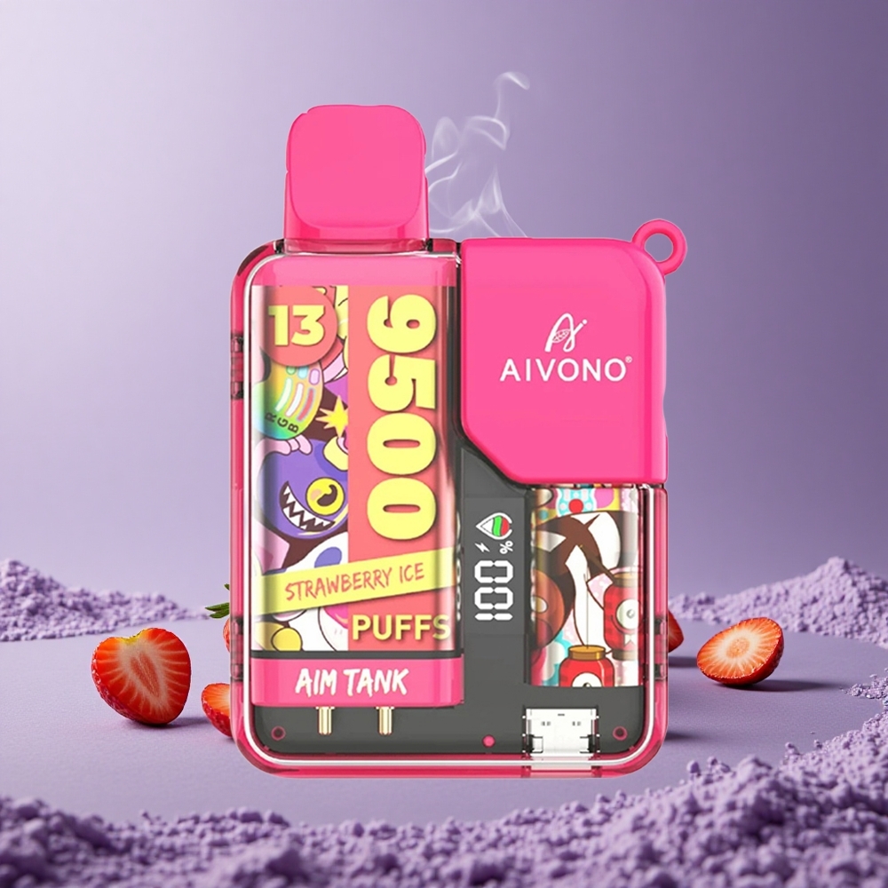 Aivono Aim-Tank 9500 Puffs Kapasitas 18ml Strawberry Ice