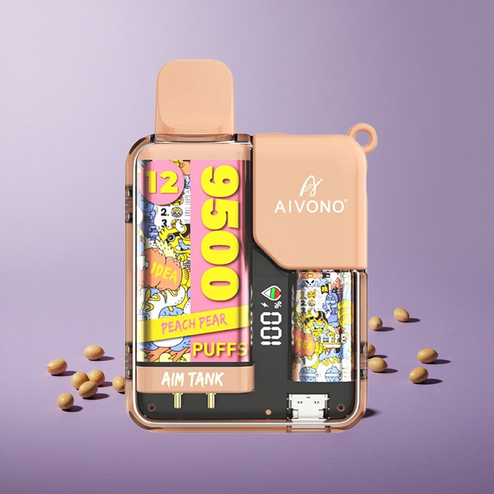 Aivono Aim-Tank 9500 Puffs Peach Pear Kapasitas 18ml Baterai 650mAh