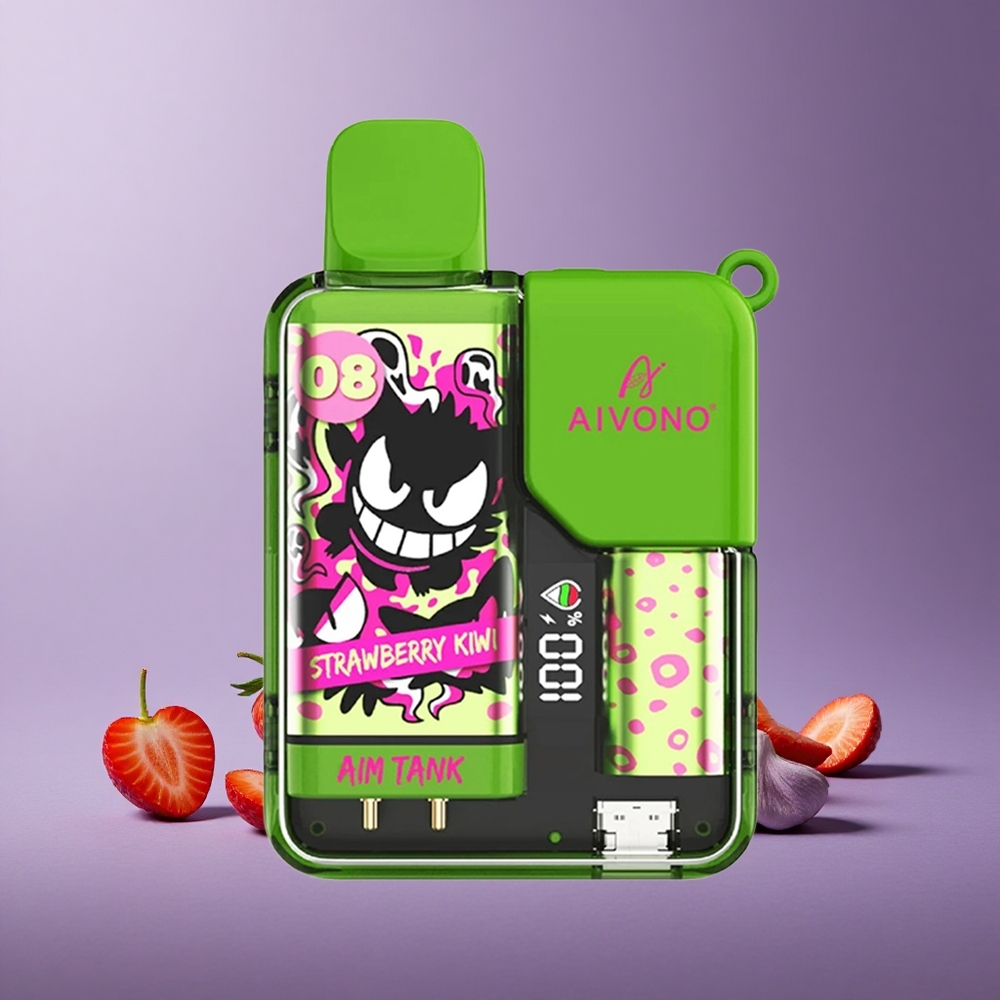 Aivono Aim-Tank 9500 Puffs Stroberi Liwi Kapasitas 18ml LCD
