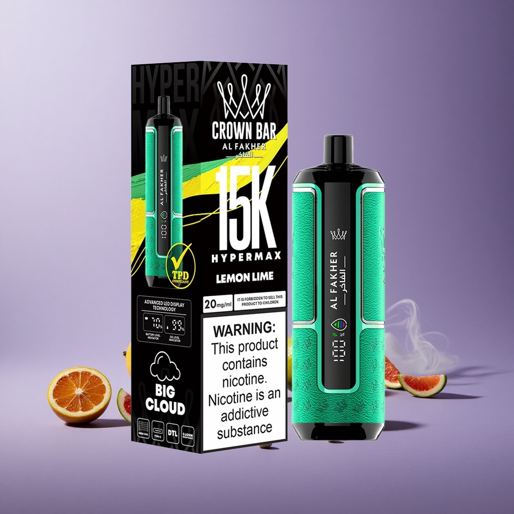 Al Fakher Crown Bar 15K Puffs Kapasitas E-Liquid 22ml Lemon Lime