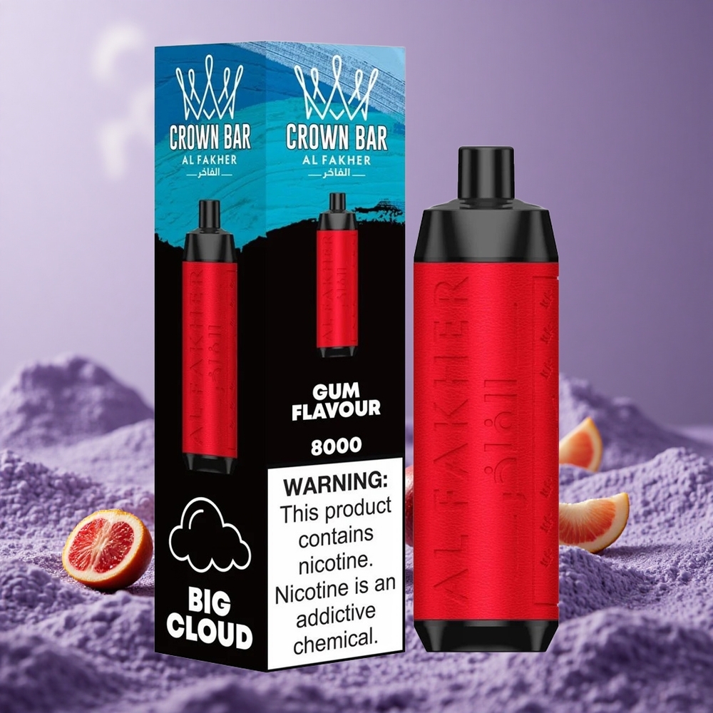 Al Fakher Crown Bar 8000 Puffs 18ml Kapasitas Vape Gum Rasa