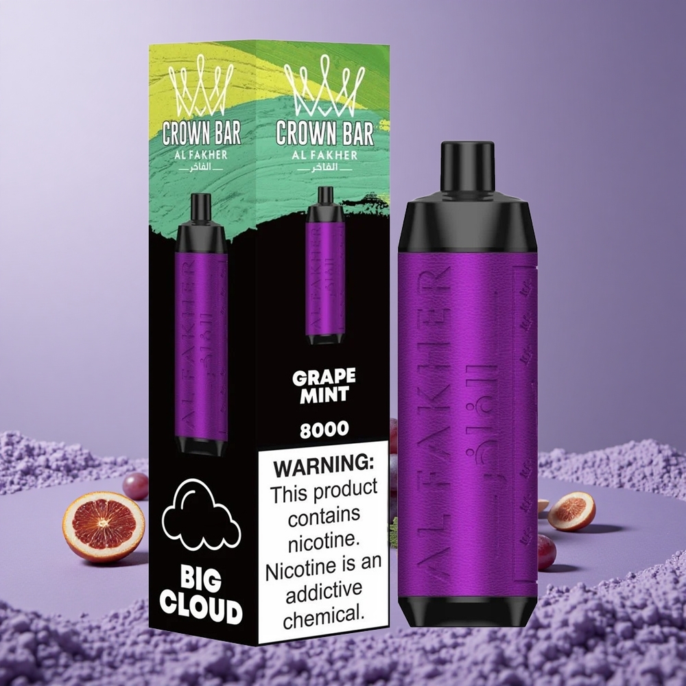 Al Fakher Crown Bar 8000 Puffs Anggur Mint 18ml USB-C