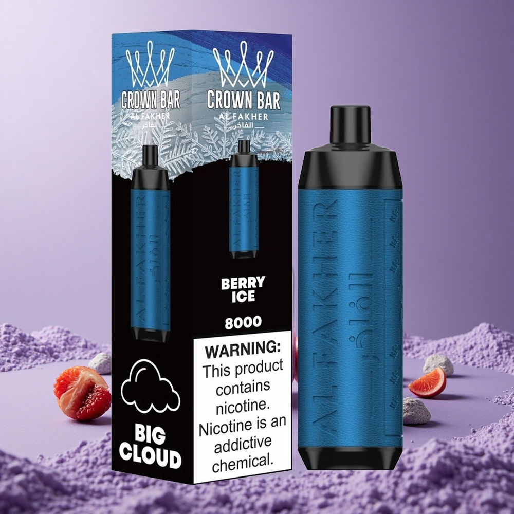 Al Fakher Crown Bar 8000 Puffs Berry Ice Kapasitas 18ml USB Type-C