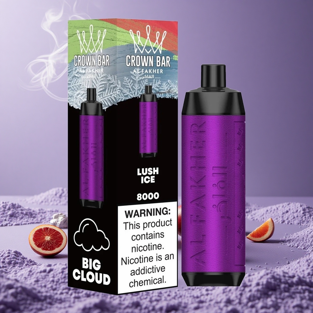 Al Fakher Crown Bar 8000 Puffs Kapasitas 18ml Ice Lush
