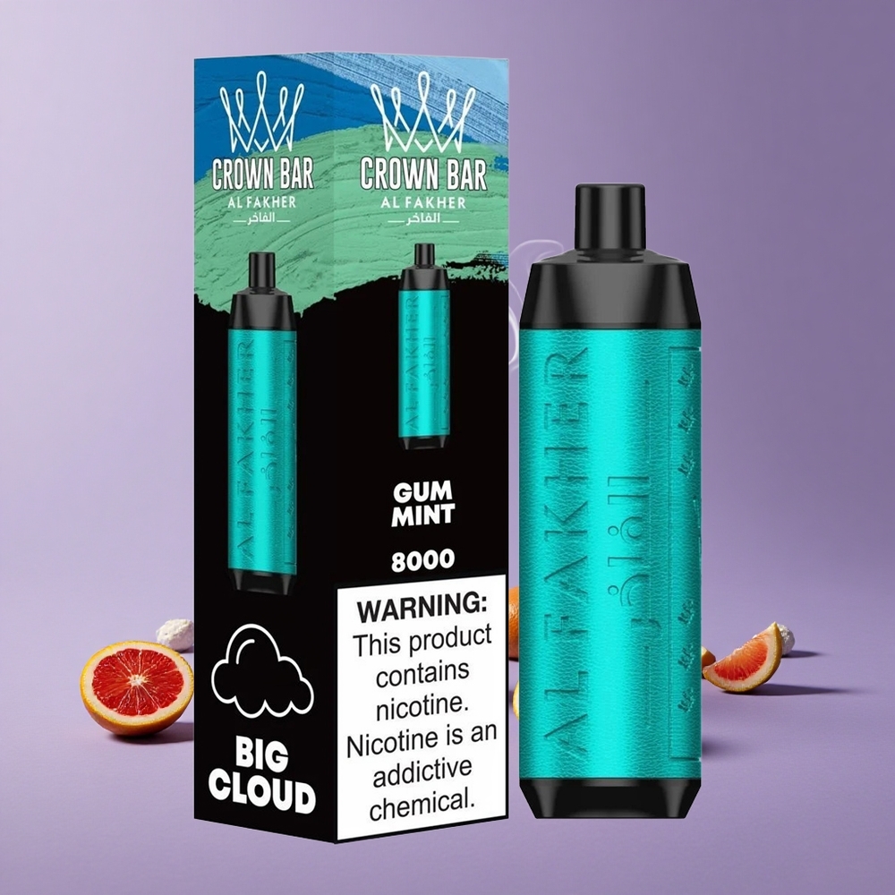 Al Fakher Crown Bar 8000 Puffs Kapasitas 18ml Vape Gum Mint Crystal