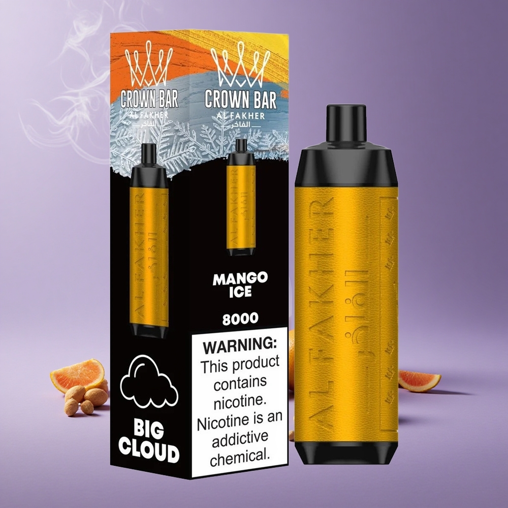 Al Fakher Crown Bar 8000 Puffs Mango Ice Kapasitas 18ml USB Type-C