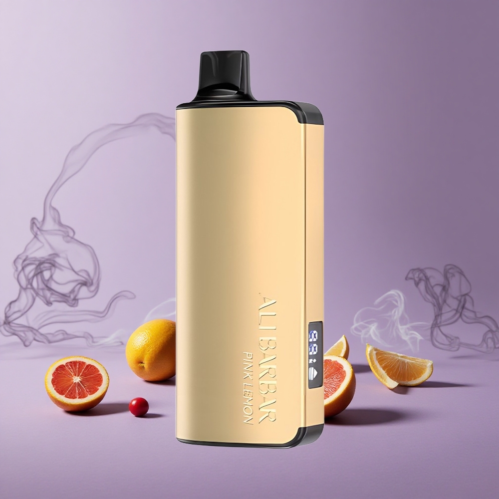 Alibarbar Ingot 9000 Puffs Pink Lemon Kapasitas Baterai 2350mAh LED Display