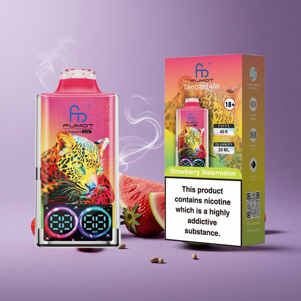 Fumot Leopard 40K Puffs Vape Strawberry Semangka Baterai 700mAh Dual Mesh