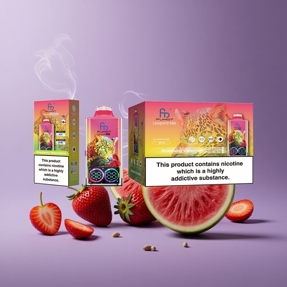 Fumot Leopard 40K Puffs Vape Strawberry Semangka Baterai 700mAh Dual Mesh