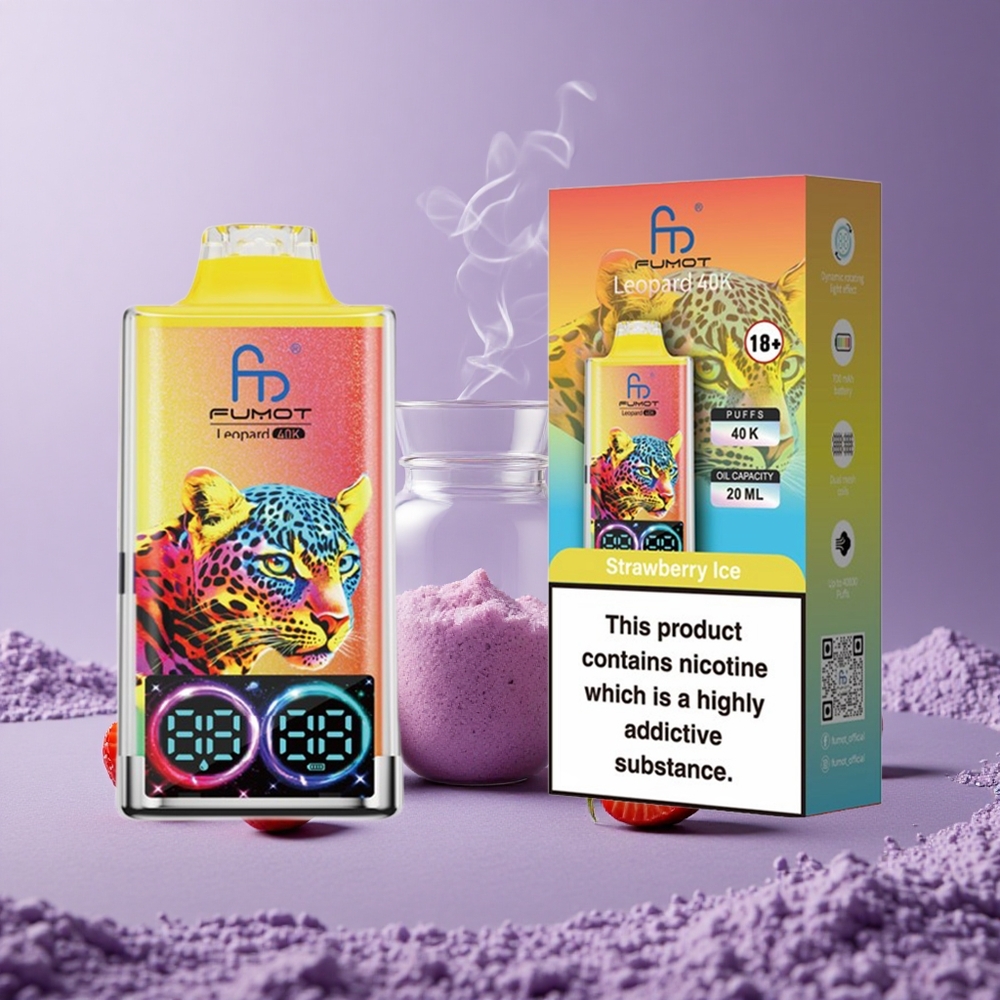 Fumot Leopard 40K Puffs Vape Stroberi Es Dual Mesh 0% 2% 3% 5% Nikotin