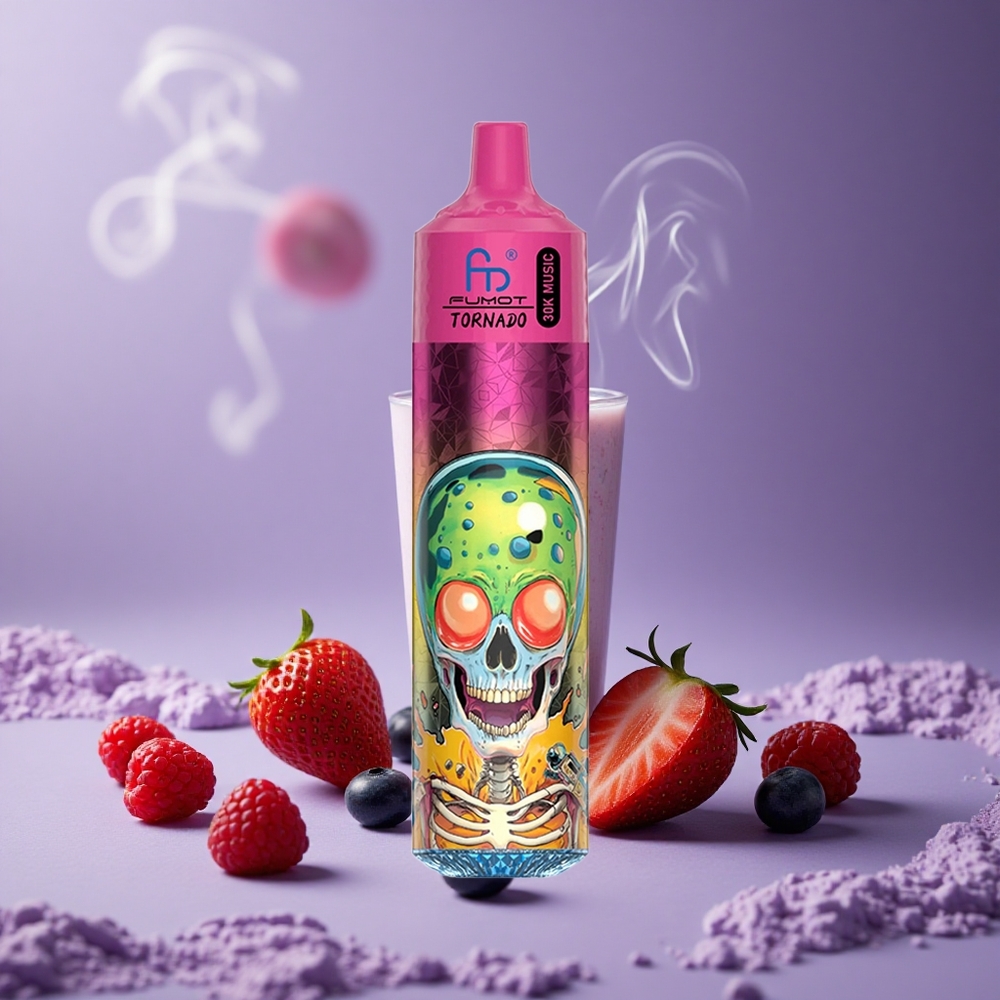 Fumot Randm Tornado 30000 Puffs Kapasitas 30mL Blueberry Strawberry Raspberry Ice Cream