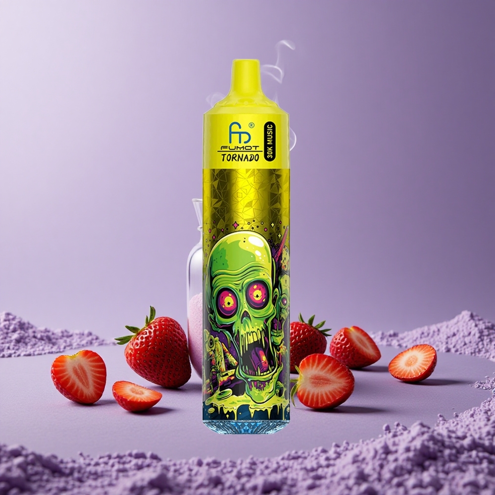 Fumot Randm Tornado 30000 Puffs Kapasitas 30mL Strawberry Ice LED Display