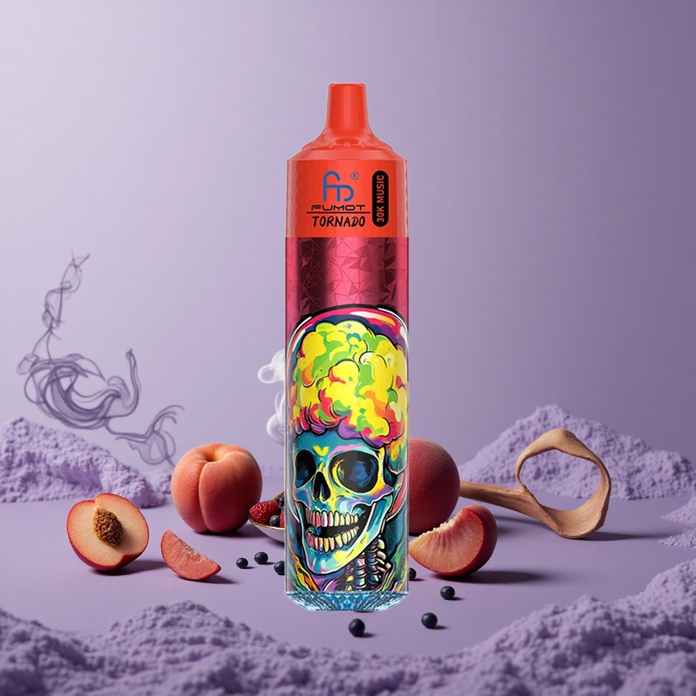 Fumot Randm Tornado 30000 Puffs Peach Berries Kapasitas 30mL Baterai 600mAh