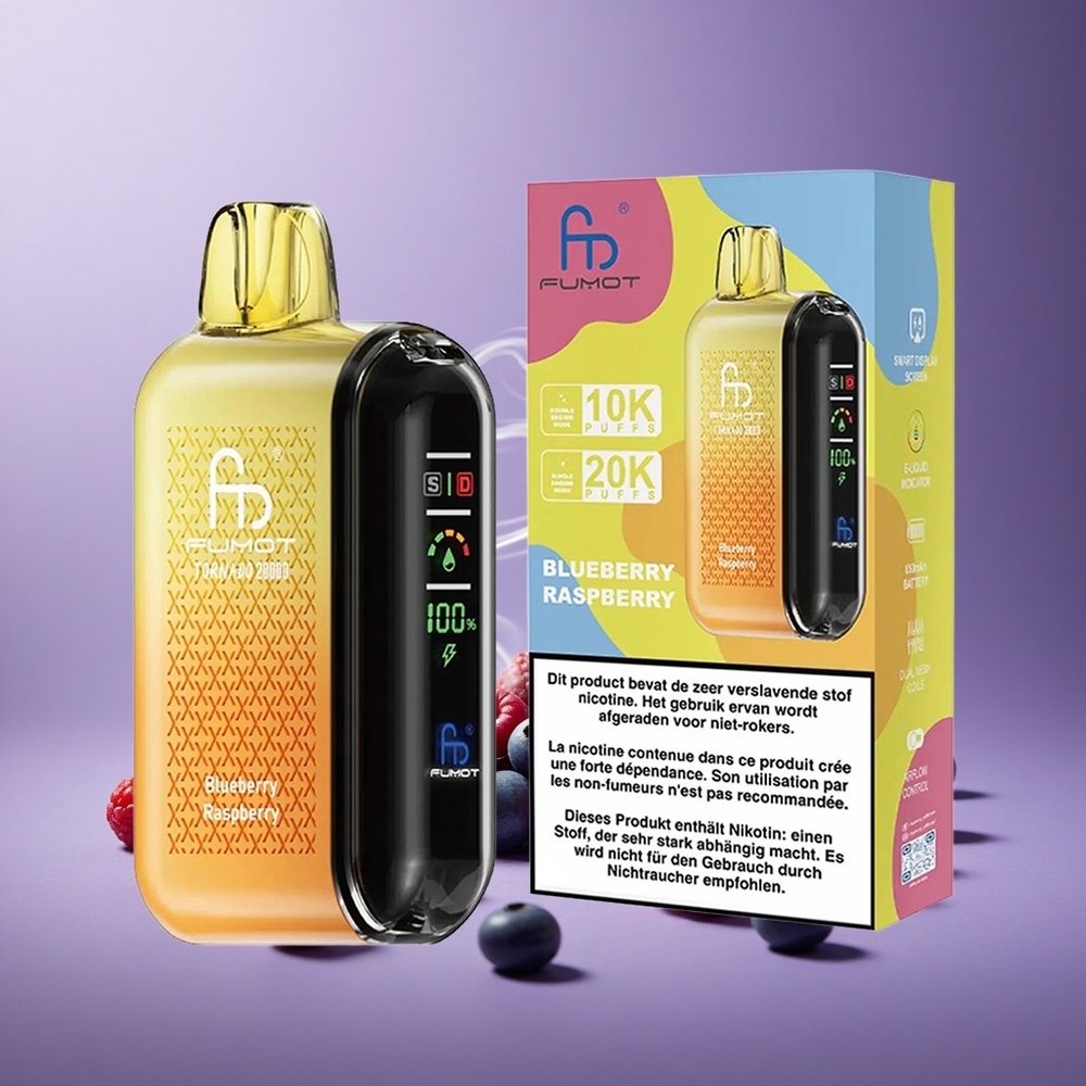 Fumot Tornado 20000 Puffs Blueberry Raspberry Kapasitas 20ml Baterai 850mAh