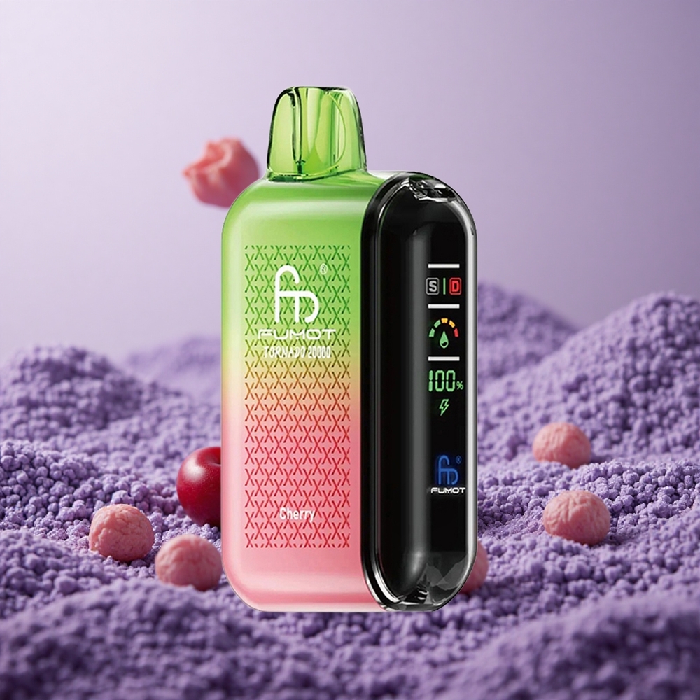 Fumot Tornado 20000 Puffs Cherry Kapasitas 20ml Baterai Isi Ulang