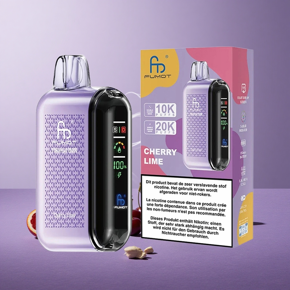 Fumot Tornado 20000 Puffs Cherry Lime Kapasitas 20ml Baterai 850mAh