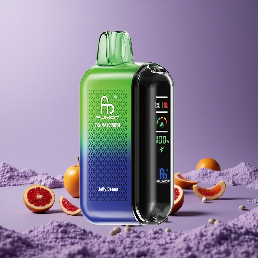 Fumot Tornado 20000 Puffs Jelly Beans Kapasitas 20ml Tampilan Cerdas