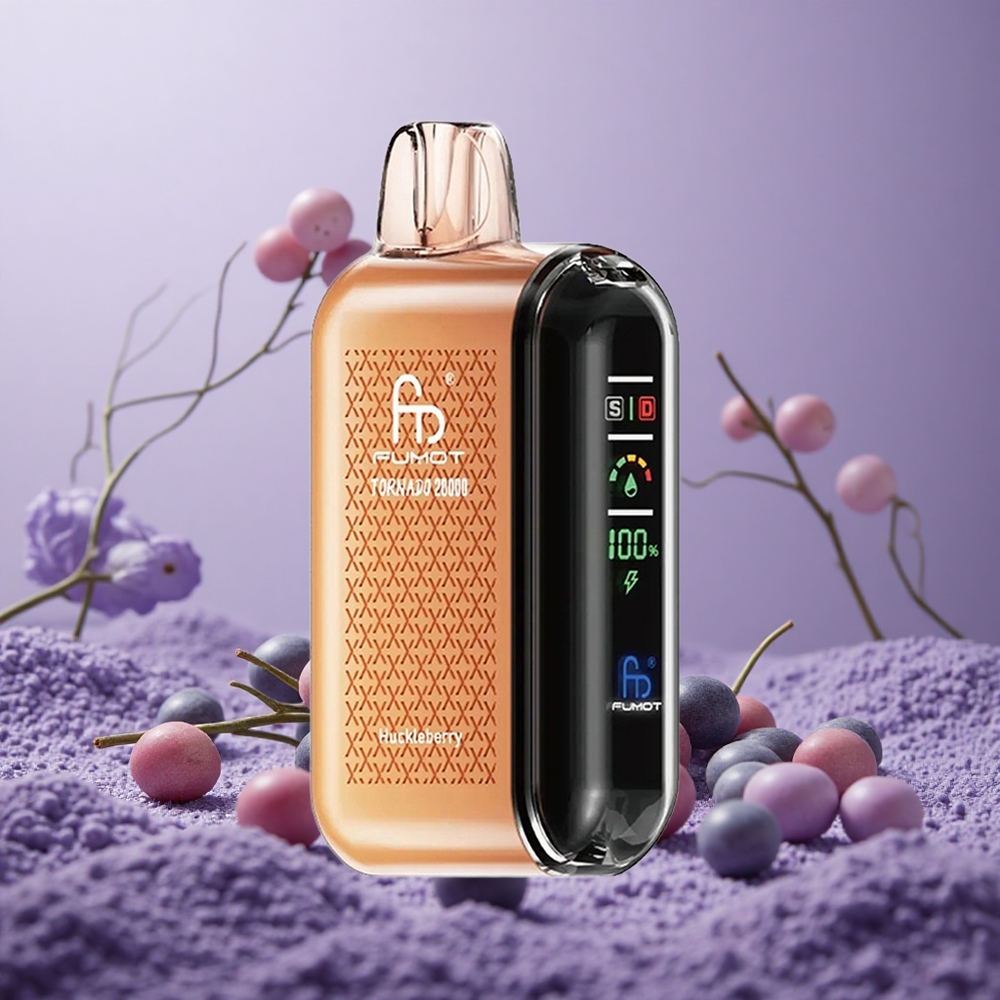 Fumot Tornado 20000 Puffs Kapasitas 20ml Huckleberry Tampilan Cerdas