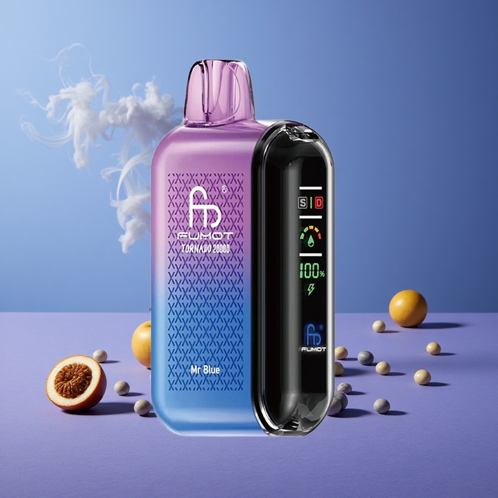 Fumot Tornado 20000 Puffs Kapasitas 20ml Mr Blue Tampilan Pintar Mode Tunggal