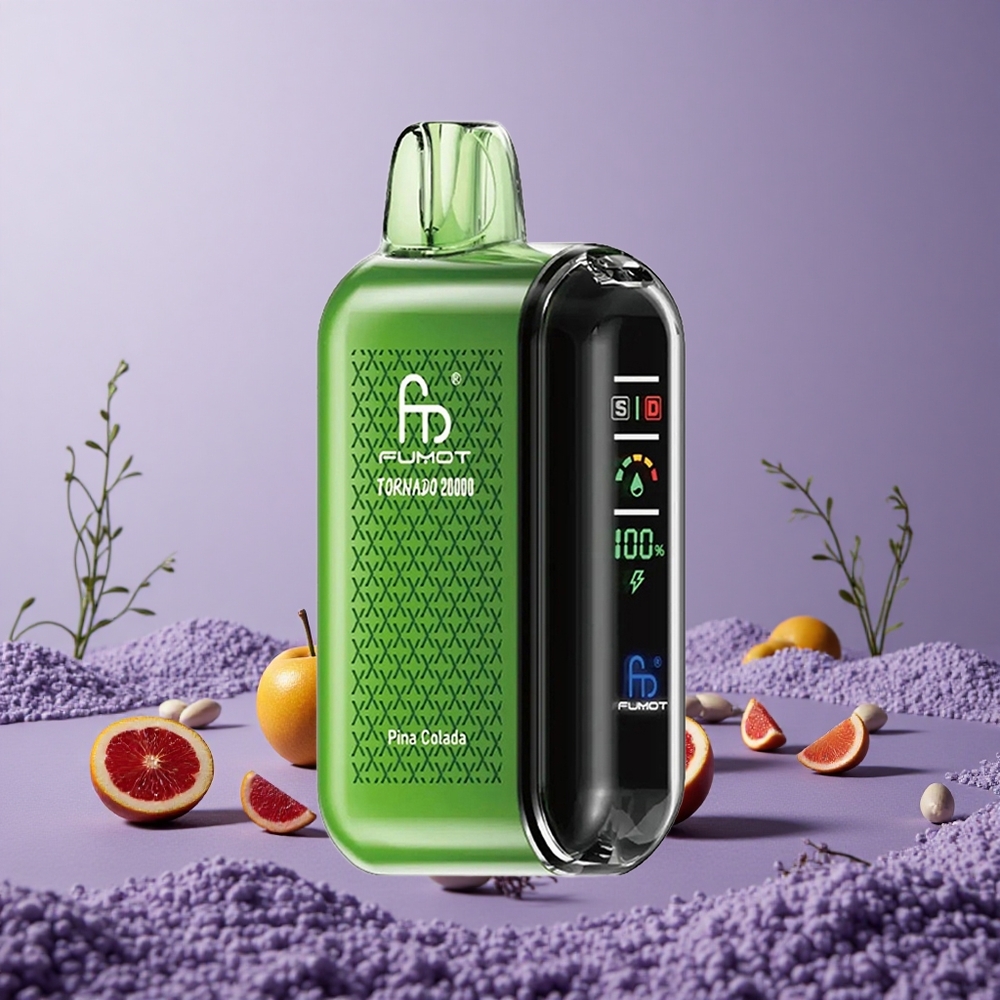 Fumot Tornado 20000 Puffs Kapasitas 20ml Pina Colada Tampilan Pintar