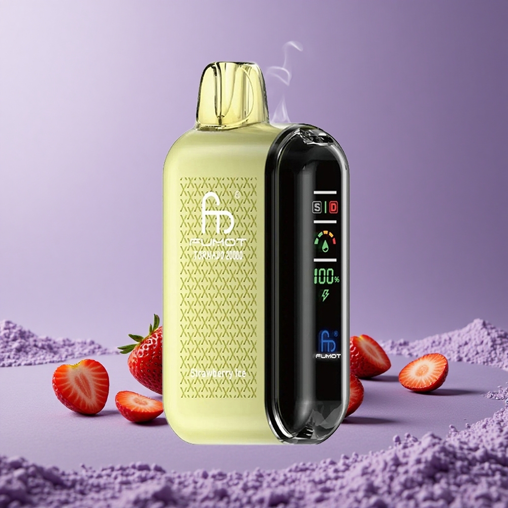 Fumot Tornado 20000 Puffs Kapasitas 20ml Stroberi Es Dual Mesh Coil