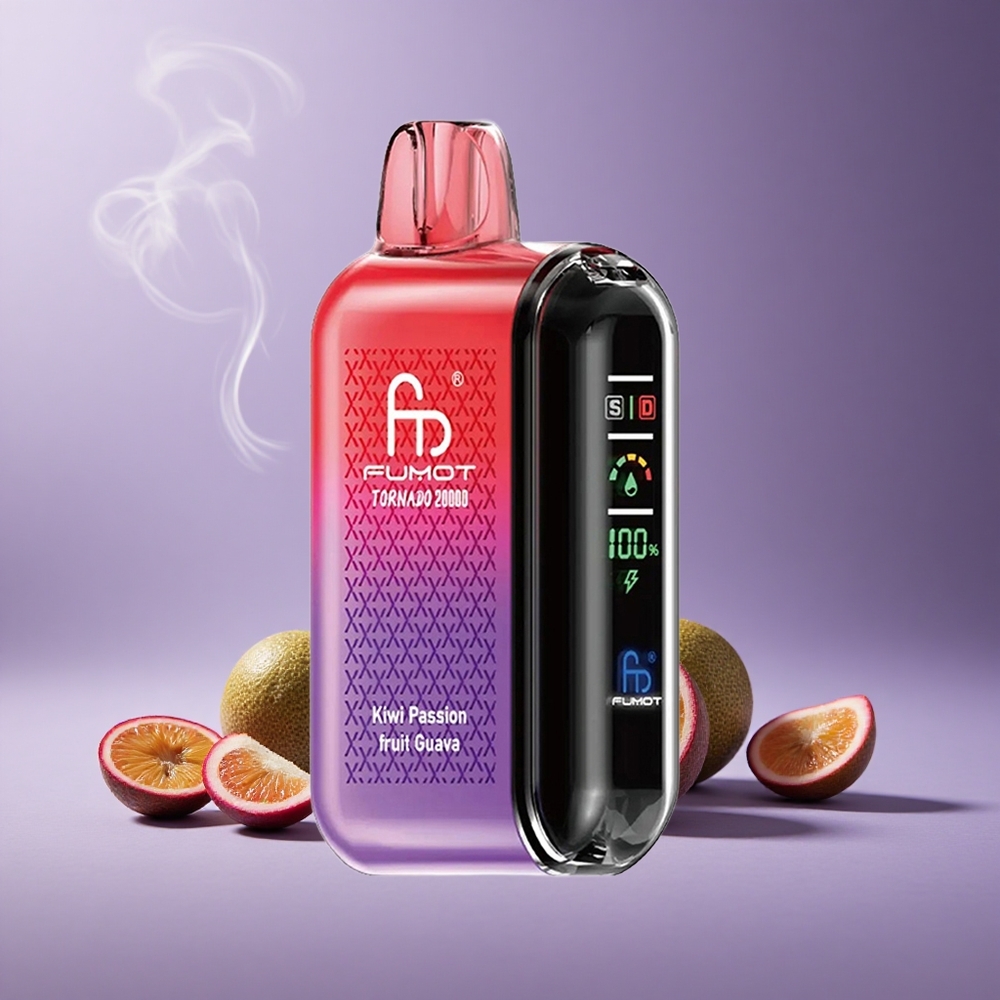 Fumot Tornado 20000 Puffs Kiwi Passion Fruit Guava Kapasitas 20ml Baterai 850mAh