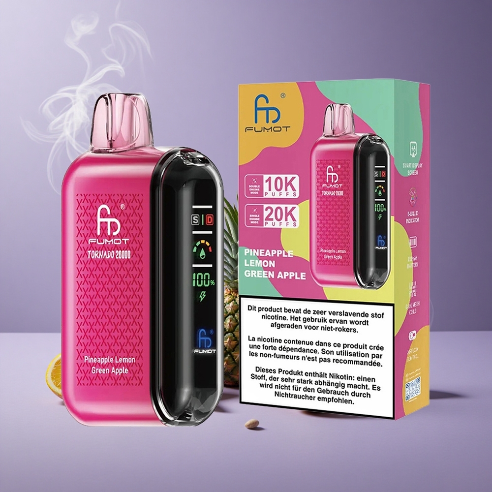 Fumot Tornado 20000 Puffs Nanas Lemon Apel Hijau Kapasitas 20ml Baterai 850mAh