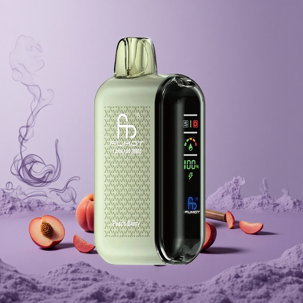 Fumot Tornado 20000 Puffs Peach Berry Kapasitas 20ml Baterai 850mAh
