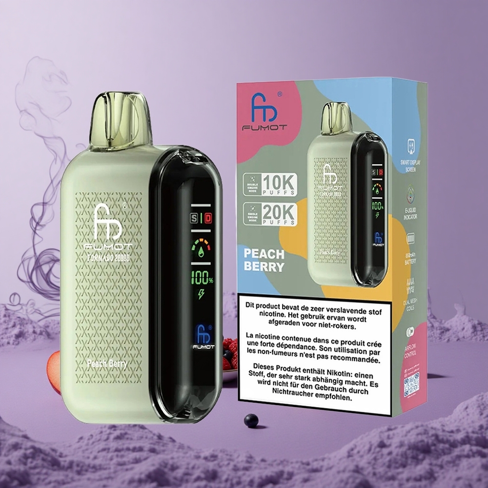 Fumot Tornado 20000 Puffs Peach Berry Kapasitas 20ml Baterai 850mAh