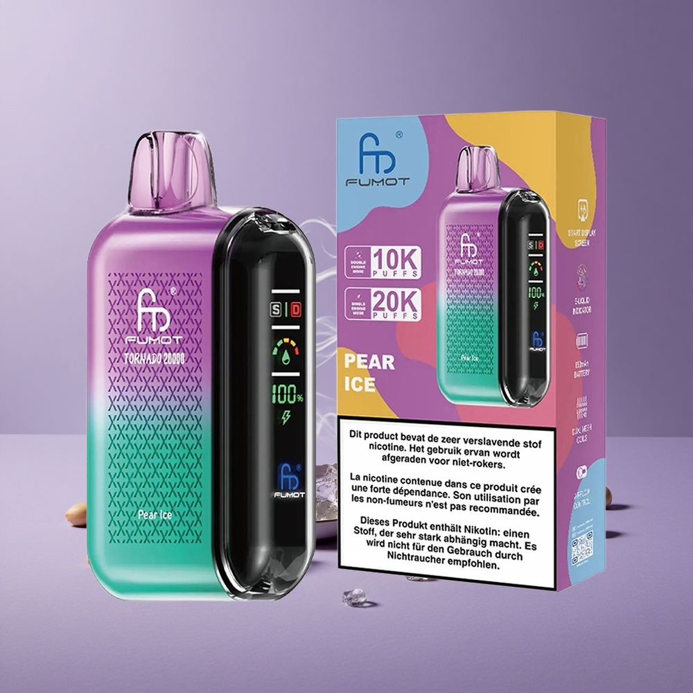 Fumot Tornado 20000 Puffs Pear Ice Kapasitas 20ml Baterai 850mAh